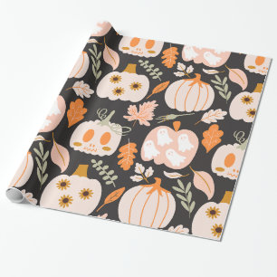 Papel De Presente Pumpkins Ghost Skeleton Quebra Papel
