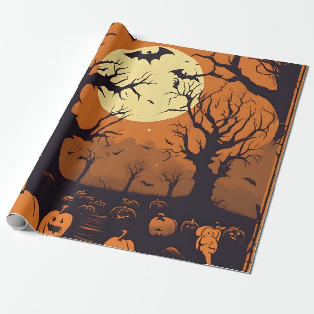 Papel De Presente Pumpkins halloween (Desenrolado)