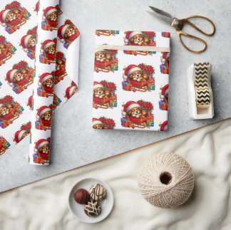 Papel De Presente Pup de Natal com Pelo
