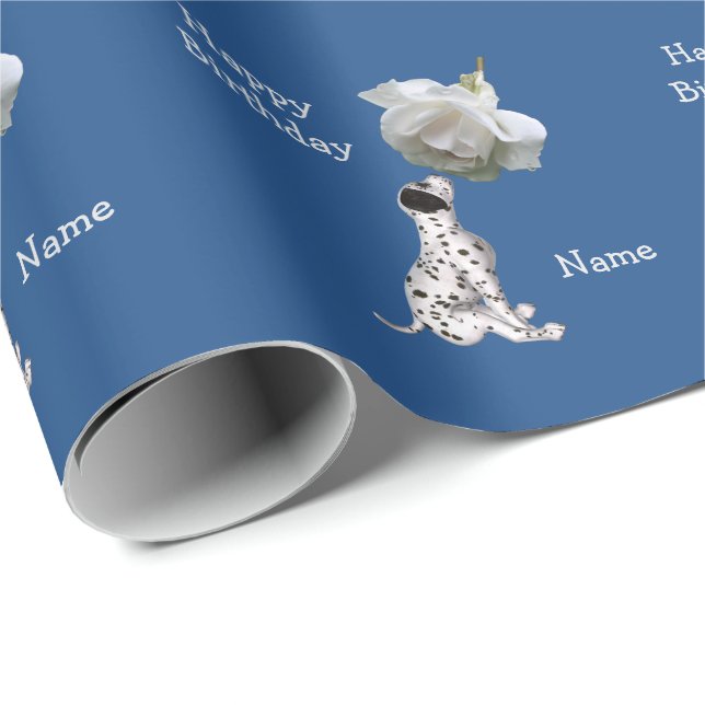 Papel De Presente Puppia Dalmácia E Padrão Animal Rosa (Ponta do rolo)