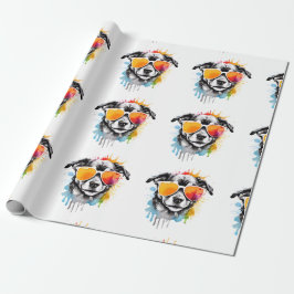 Papel De Presente Puppy colorido com óculos escuros
