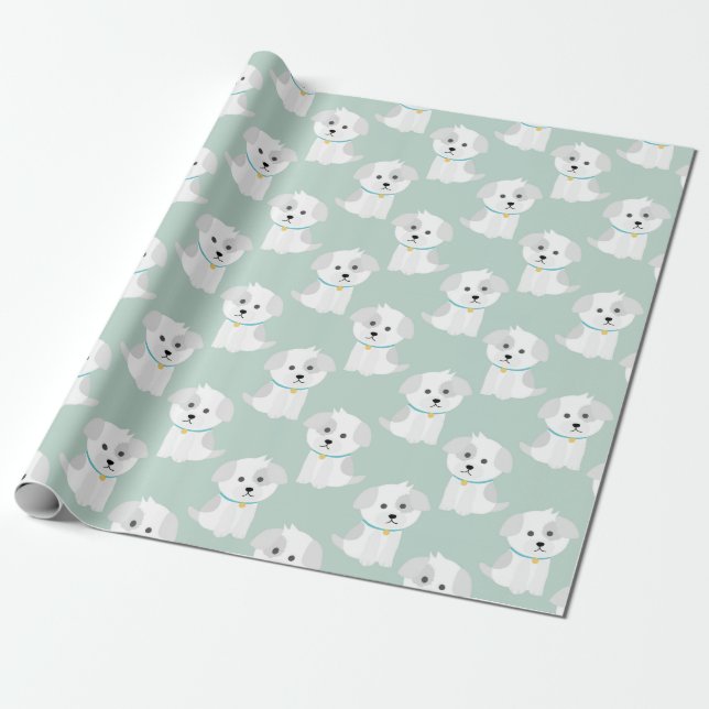 Papel De Presente Puppy Pattern (Desenrolado)