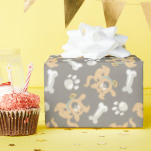 Papel De Presente Puppy Scooby-Doo Bone & Paw Print Patterno