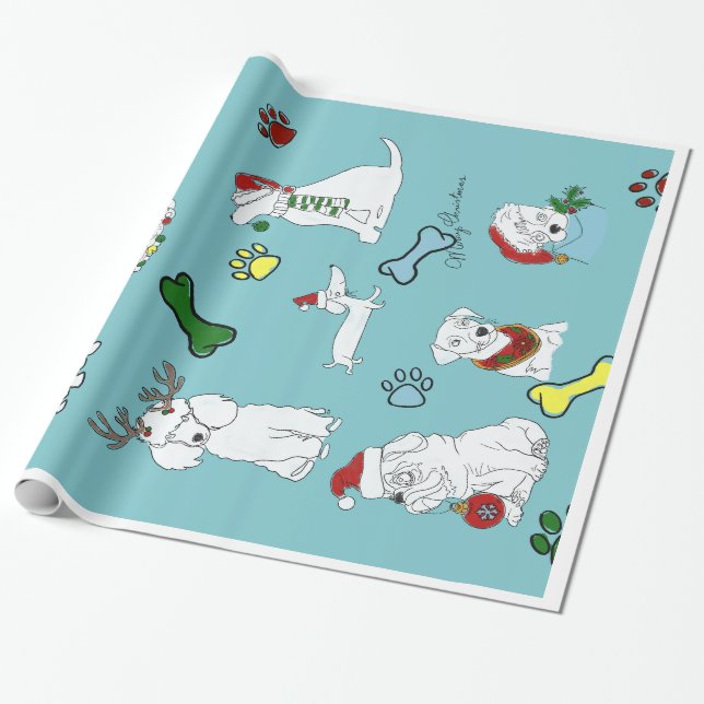 PAPEL DE PRESENTE PUPPY XMAS WRAPPING PAPER  (Desenrolado)