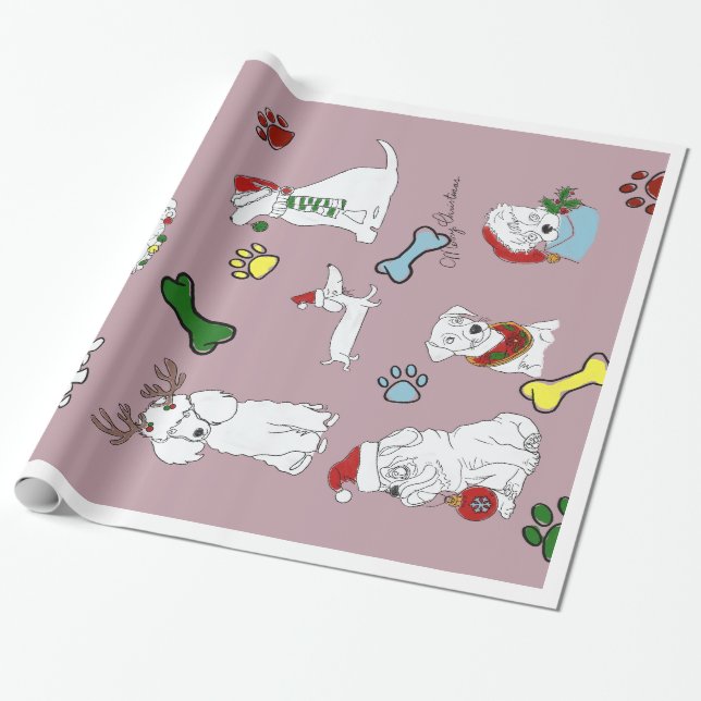 PAPEL DE PRESENTE PUPPY XMAS WRAPPING PAPER  (Desenrolado)