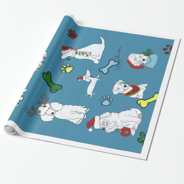PAPEL DE PRESENTE PUPPY XMAS WRAPPING PAPER  (Desenrolado)