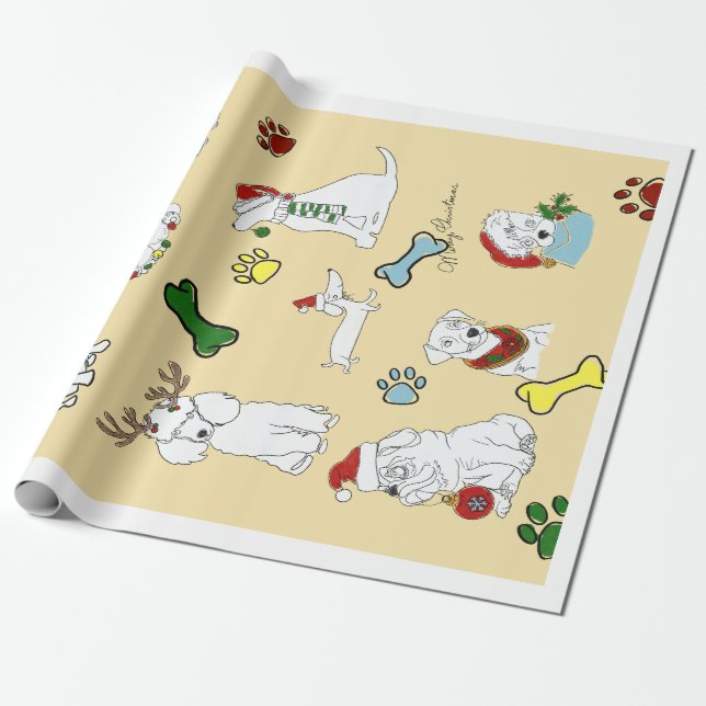PAPEL DE PRESENTE PUPPY XMAS WRAPPING PAPER (Desenrolado)