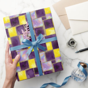 Papel De Presente Purpel e Amarelo   Glitter e Opal modernos