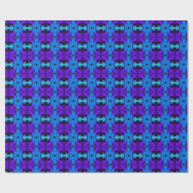 Papel De Presente Purple and blue Kaleidoscope Fractal Pattern (Aberto)