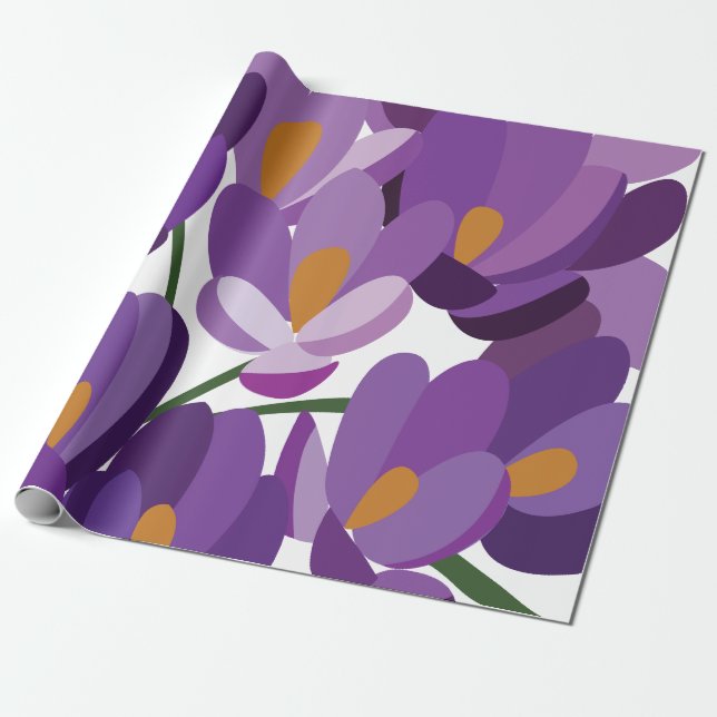 Papel De Presente Purple Crocus Floral (Desenrolado)