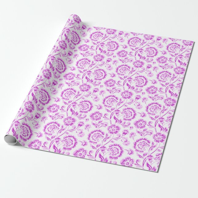Papel De Presente Purple Floral (Desenrolado)