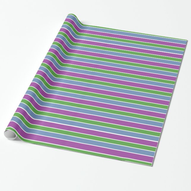 Papel De Presente Purple Green Blue Striped (Desenrolado)