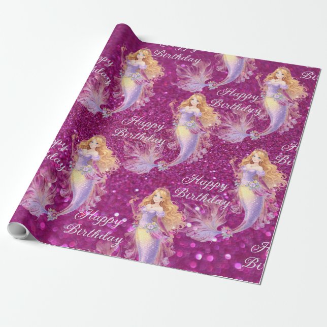 Papel De Presente Purple mermaid  (Desenrolado)