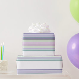 Papel De Presente Purple, Neptune, sea green, and Lavender stripes