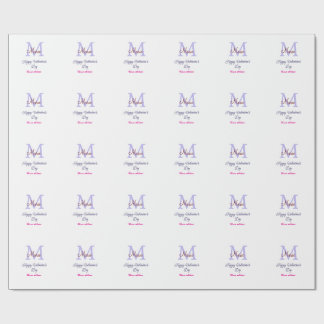 Papel De Presente Purple pastel happy Valentine's day pink monogram 