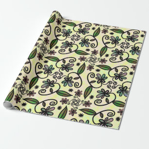 Papel De Presente Purple Retro Boho Daisies