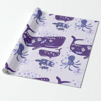 Papel De Presente Purple Sea Creatures Whimsical