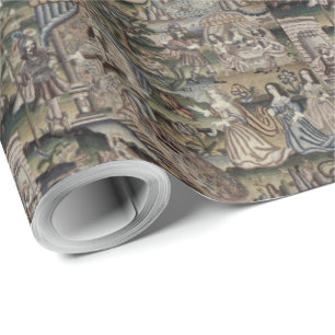 Papel De Presente Púrpura de bordado da rainha da vintage