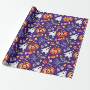 Papel De Presente Púrpura de colagem de Halloween muito assustadora