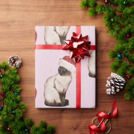 Papel De Presente Púrpura de Gato Siamês de Natal