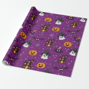 Papel De Presente Púrpura de Padrão de Halloween
