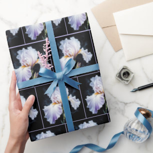 Papel De Presente Púrpura e Pregado Flor