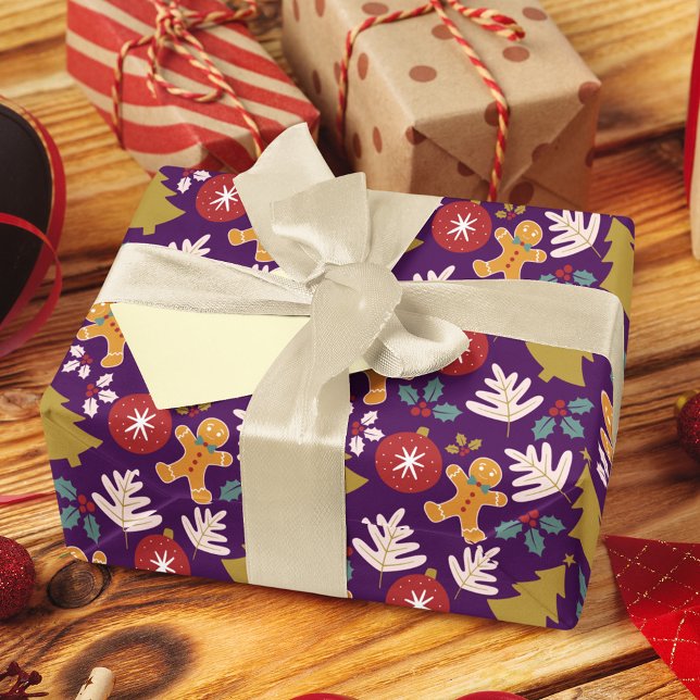 Papel De Presente Púrpura Festiva Pobre De Natal Homens (Criador carregado)