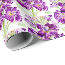 Papel De Presente Púrpura flor de aquarela padrão floral