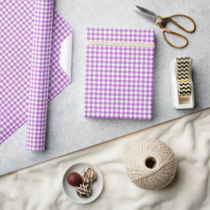 Papel De Presente Púrpura Gingham Clássica