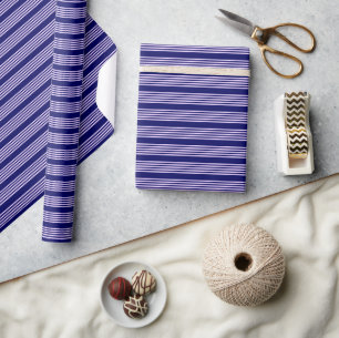 Papel De Presente Púrpura Lilac e marinho azul cinco faixas