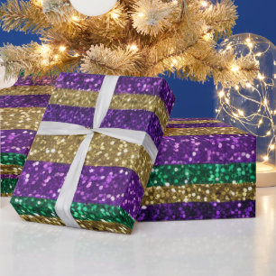 Papel De Presente Púrpura Mardi Verde Verde Gras - Padrão Brilhante