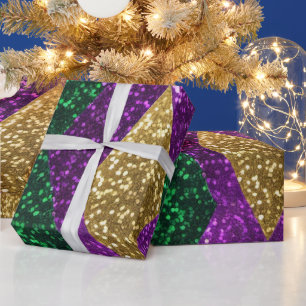 Papel De Presente Púrpura Mardi Verde Verde Gras - Padrão Brilhante