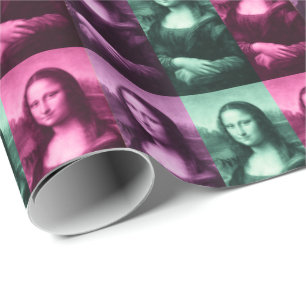 Papel De Presente Púrpura Rosa Verde Mona Lisa