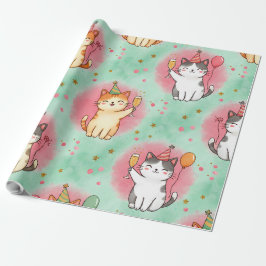 Papel De Presente Purrfect Party Cats – Festive Celebration Pattern