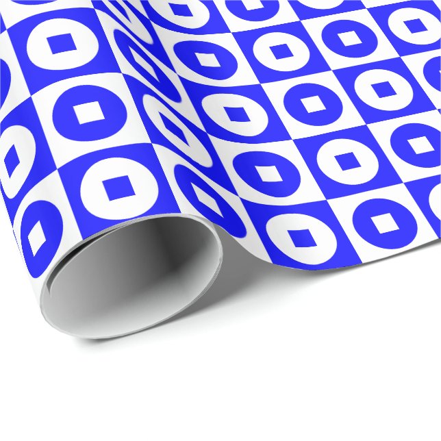 Papel De Presente Quadrado Círculo Azul e Branco (Ponta do rolo)