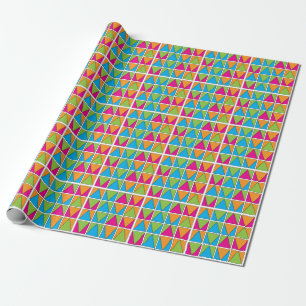 Papel De Presente Quadrado Colorido Triângulo Geométrico