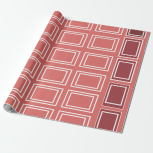 Papel De Presente Quadrado Retângulo Geométrico Branco Vermelho