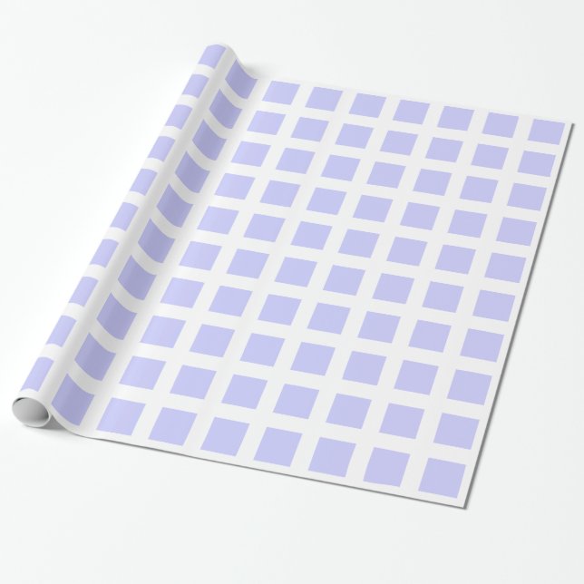 Papel De Presente Quadrados - Azul Pó em Branco (Desenrolado)