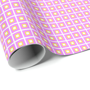 Papel De Presente Quadrados, Cor-De-Rosa, Amarelo Cor-De-Rosa