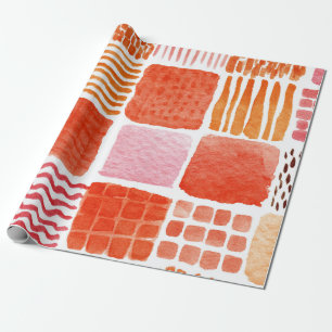 Papel De Presente Quadrados de Aquarela Reproduzíveis Abstrato de