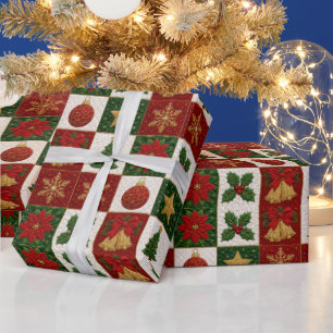 Papel De Presente Quadrados de Colcha de Natal
