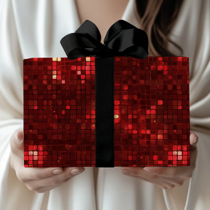 Papel De Presente Quadrados de Estilo Disco Vermelho Padrão do Dia d