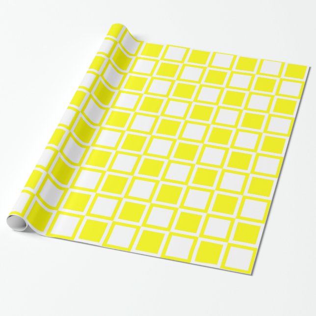 Papel De Presente Quadrados de Mod Amarelo (Desenrolado)