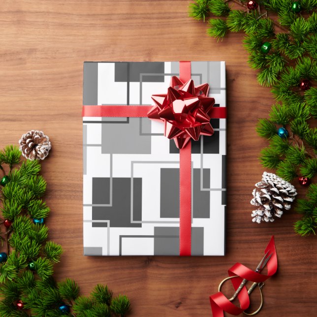 Papel De Presente Quadrados e contornos (Presente de Natal)
