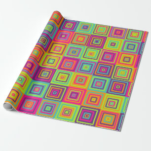 Papel De Presente Quadrados Geométricos Coloridos