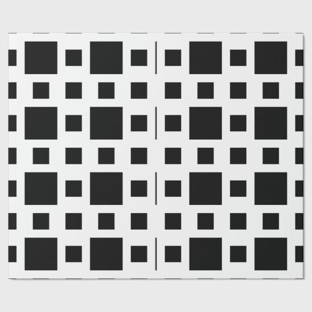 Papel De Presente Quadrados Pretos Geométricos (Barra)