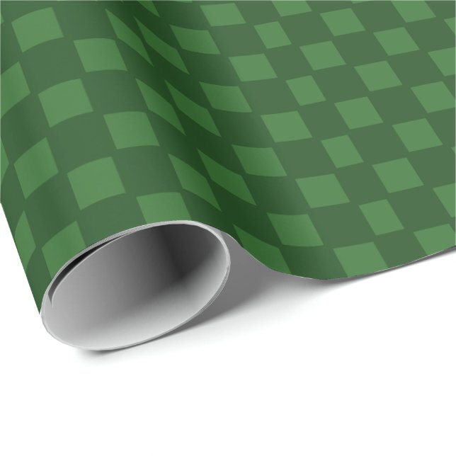 Papel De Presente Quadrados verdes escuros (Ponta do rolo)