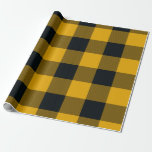 Papel De Presente Quadrados Xadrez Amarelo e Preto Buffalo Plaid<br><div class="desc">papel de embrulho personalizado</div>