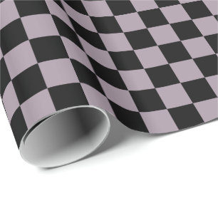 Papel De Presente Quadrados Xadrez Roxo e Preto Névoa do Mar