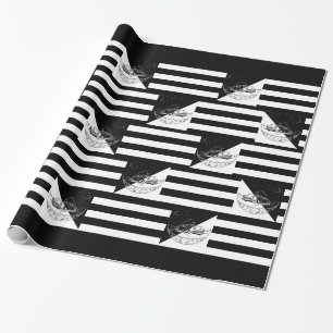 Papel De Presente Quadro-Alcalço - Carro e Árvore / Preto / Branco 